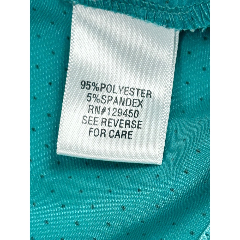 Apt 9 Womens XL Teal Blue Satin Polka Dot Pleated Cap Sleeve Blouse Top - Picture 5 of 9